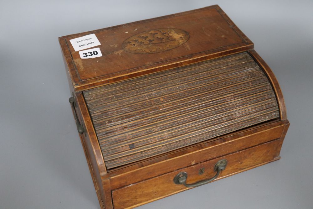A Regency tambour top writing box